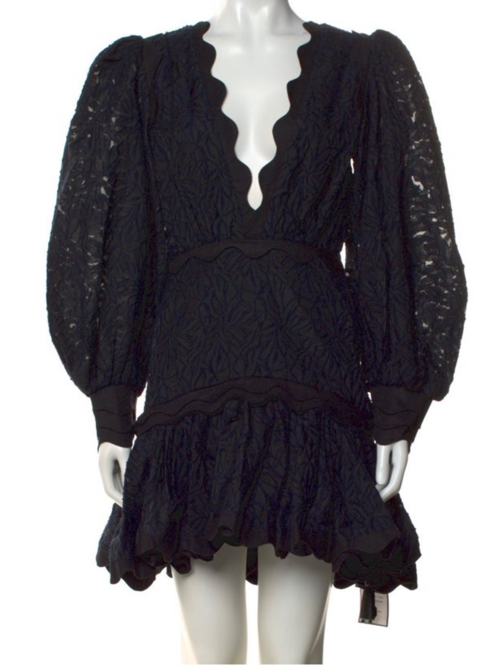 Acler Black Scalloped Lace Mini Dress
